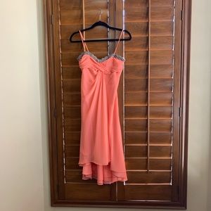 Coral Hi-Lo Strap Dress